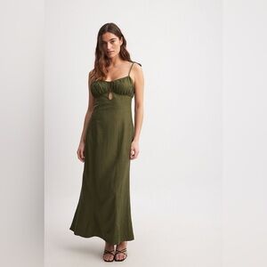 Ella Rose x NA-KD Linen Blend Tie Straps Midi Dress